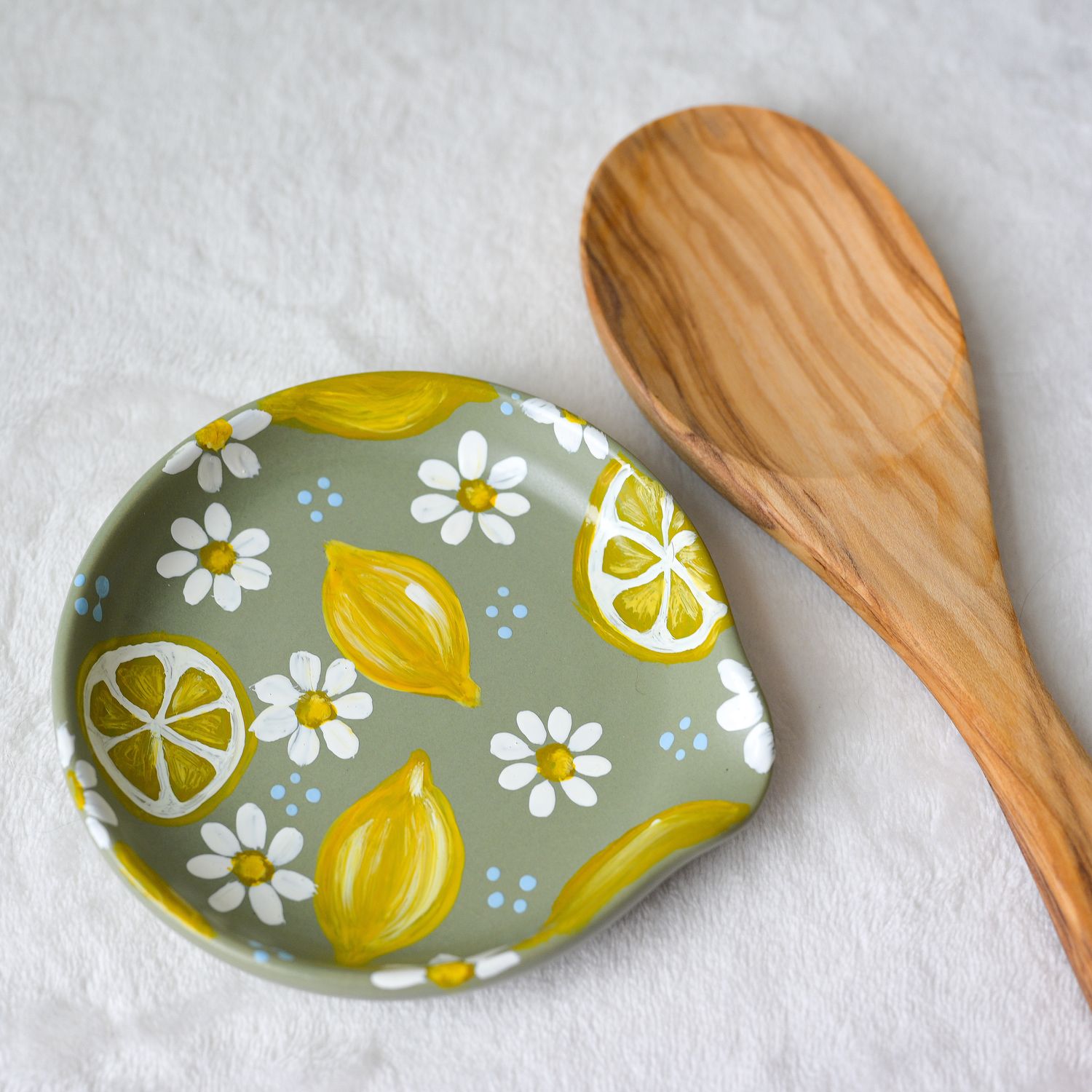 #3 Round Ceramic Spoon Rest - Lemons #3 Round Ceramic Spoon Rest - Lemons