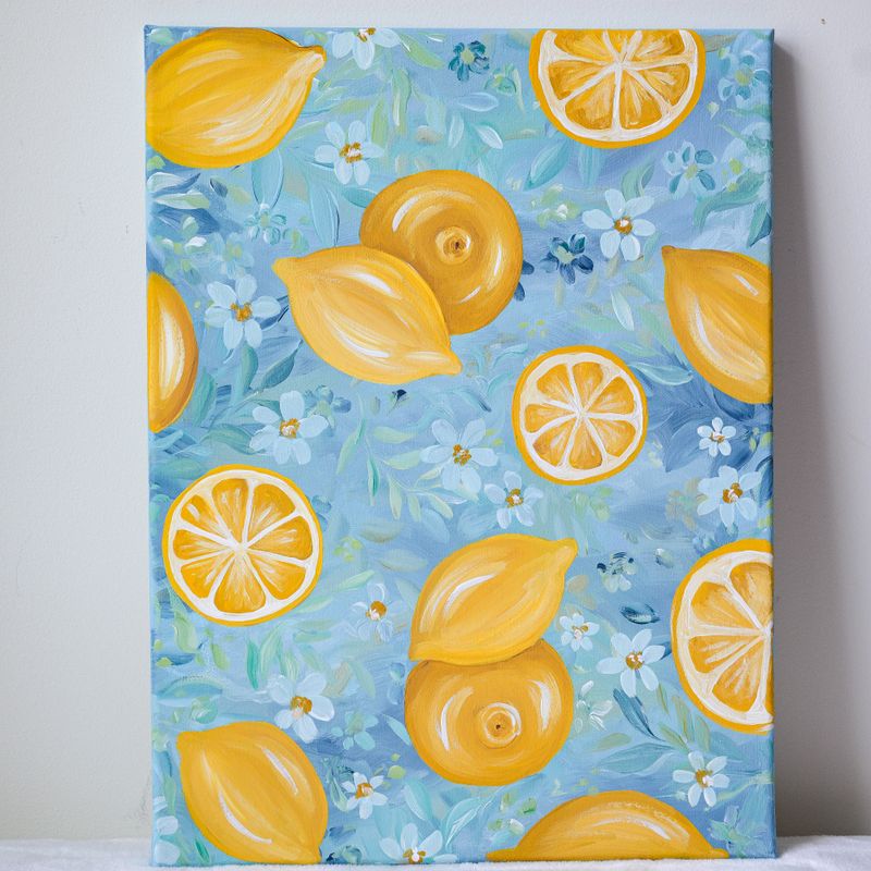 12x16" Original Hand Painted Canvas - Blue Lemon