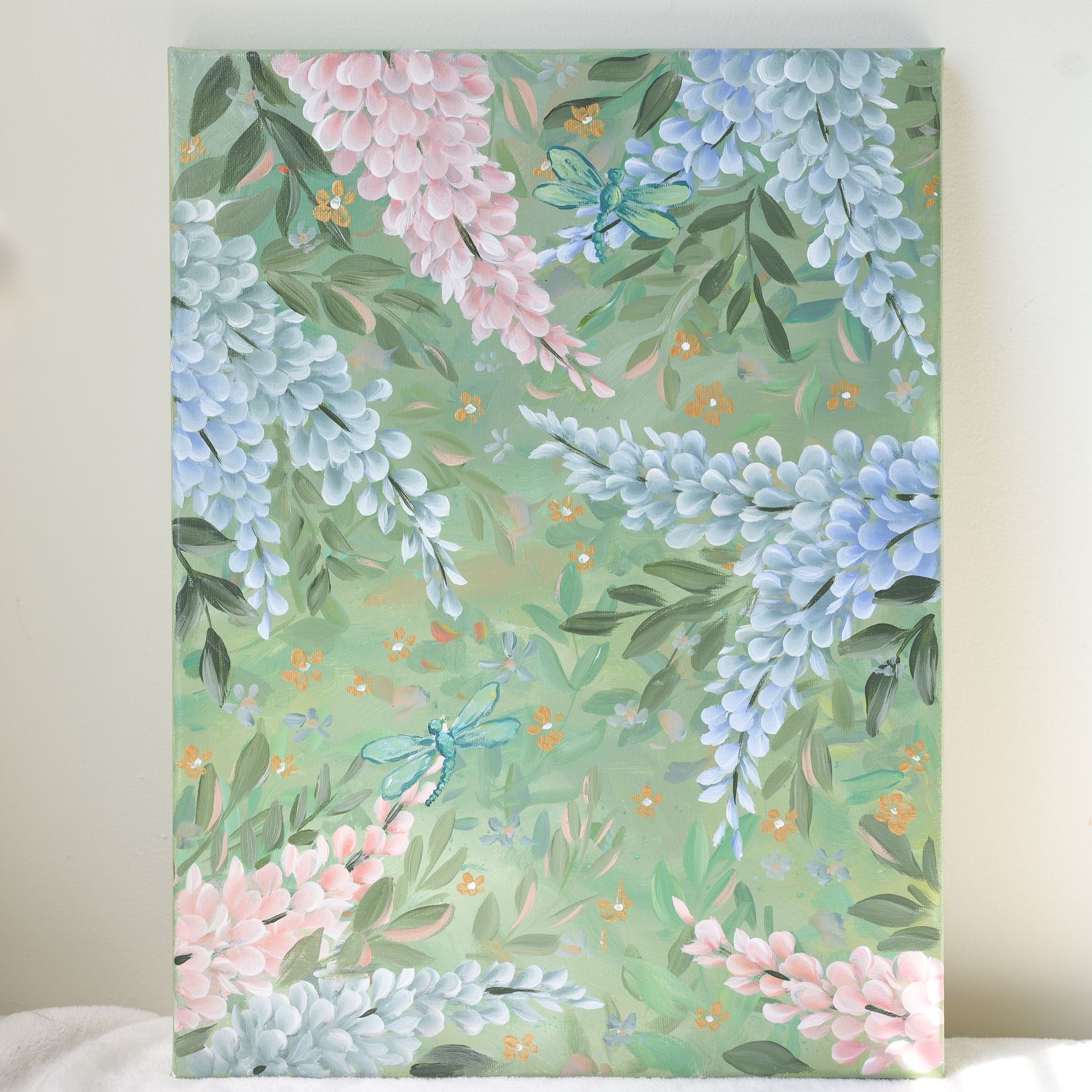 12x16" Original Hand Painted Canvas - Dragonfly Meadow
