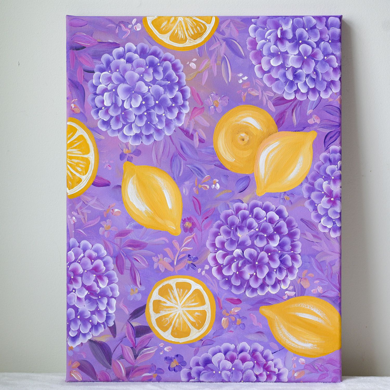 12x16" Original Hand Painted Canvas - Hydrangea Lemon 12x16" Original Hand Painted Canvas - Hydrangea Lemon