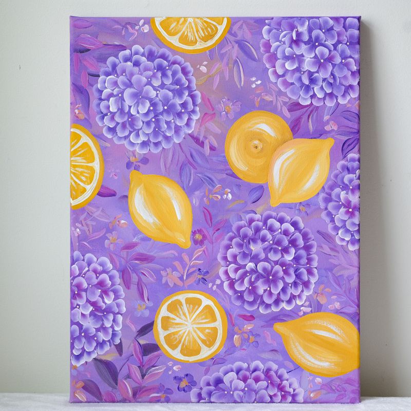 12x16" Original Hand Painted Canvas - Hydrangea Lemon