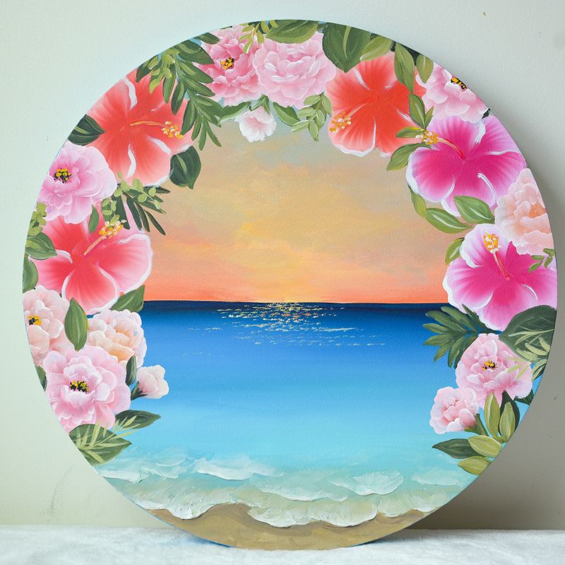 16" Original Hand Painted Canvas - Hibiscus Island