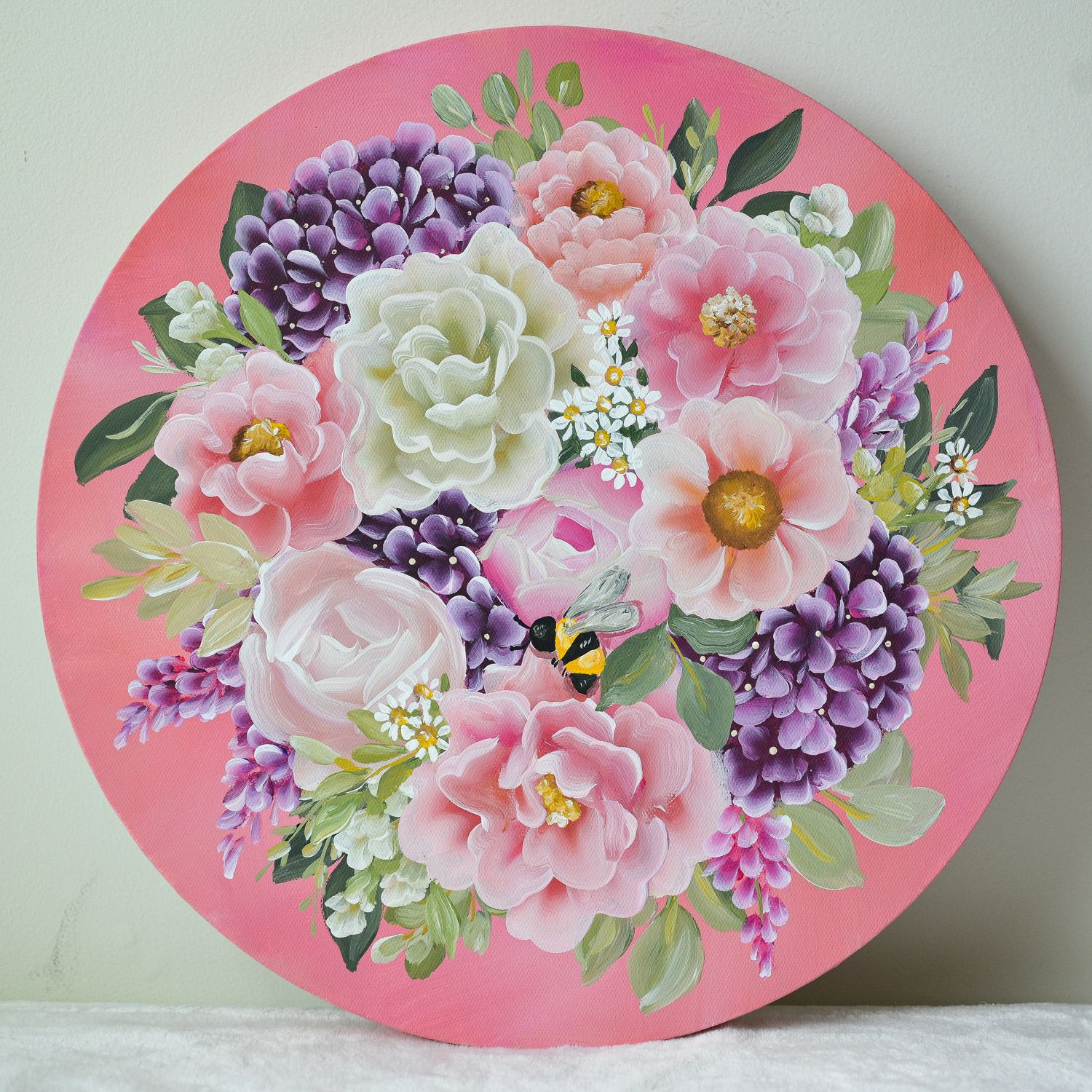 14" Original Hand Painted Canvas - Blush Meadows 14" Original Hand Painted Canvas - Blush Meadows