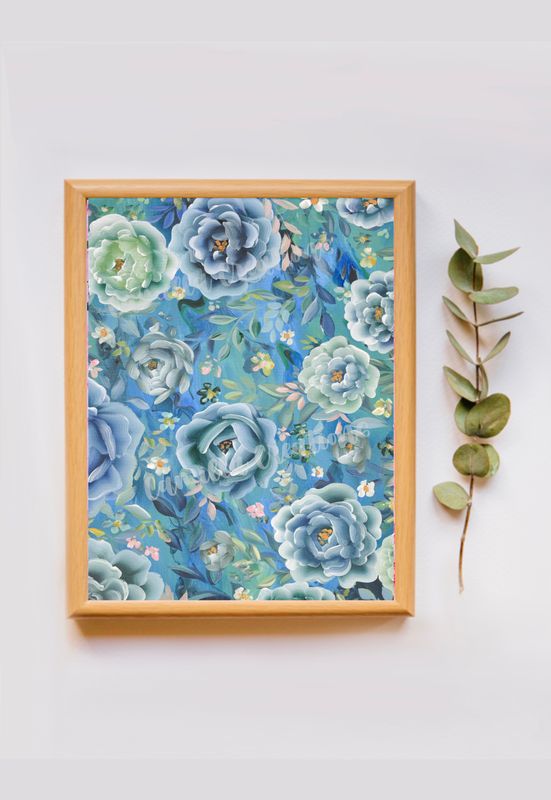 #130 Blue Peonies Floral Print #130 Blue Peonies Floral Print