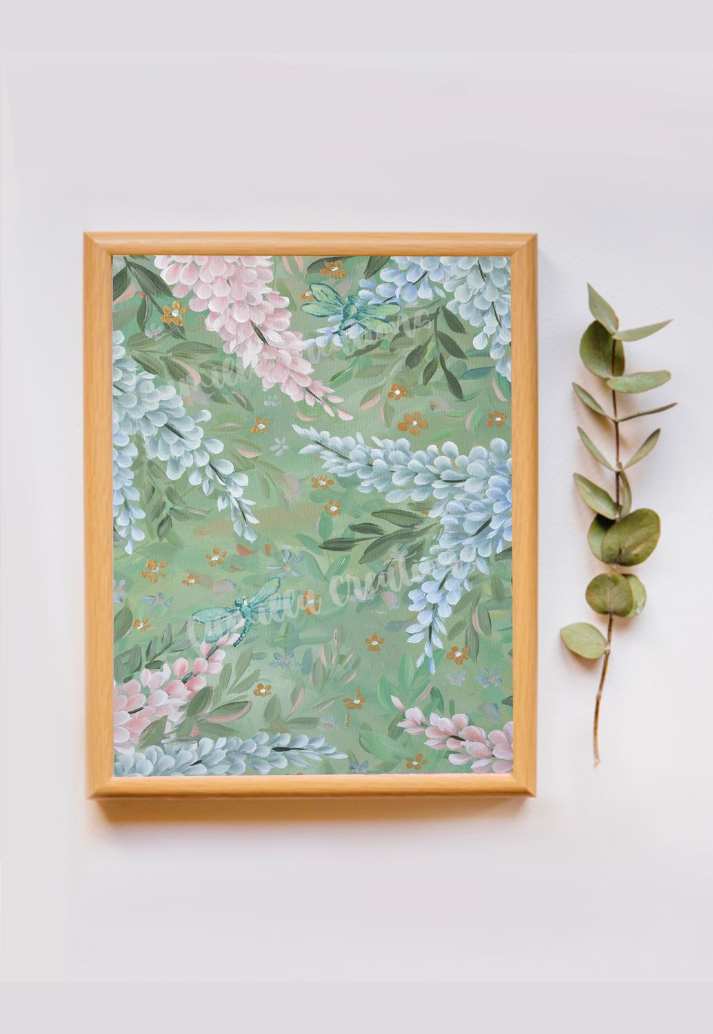 #127 Dragonfly + Wisteria Floral Print