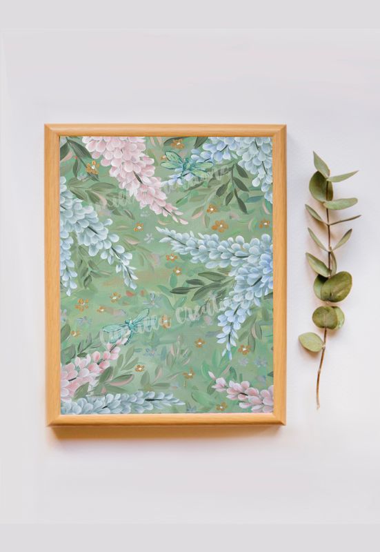 #127 Dragonfly + Wisteria Floral Print #127 Dragonfly + Wisteria Floral Print