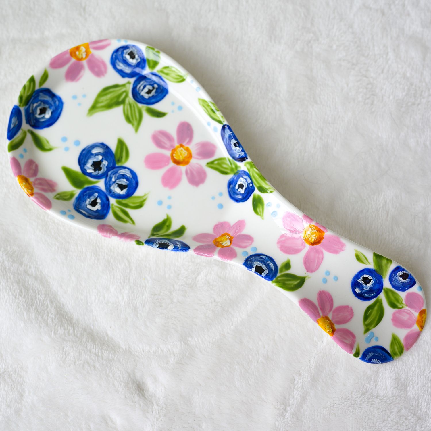 Porcelain Spoon Rest - Blueberries Porcelain Spoon Rest - Blueberries