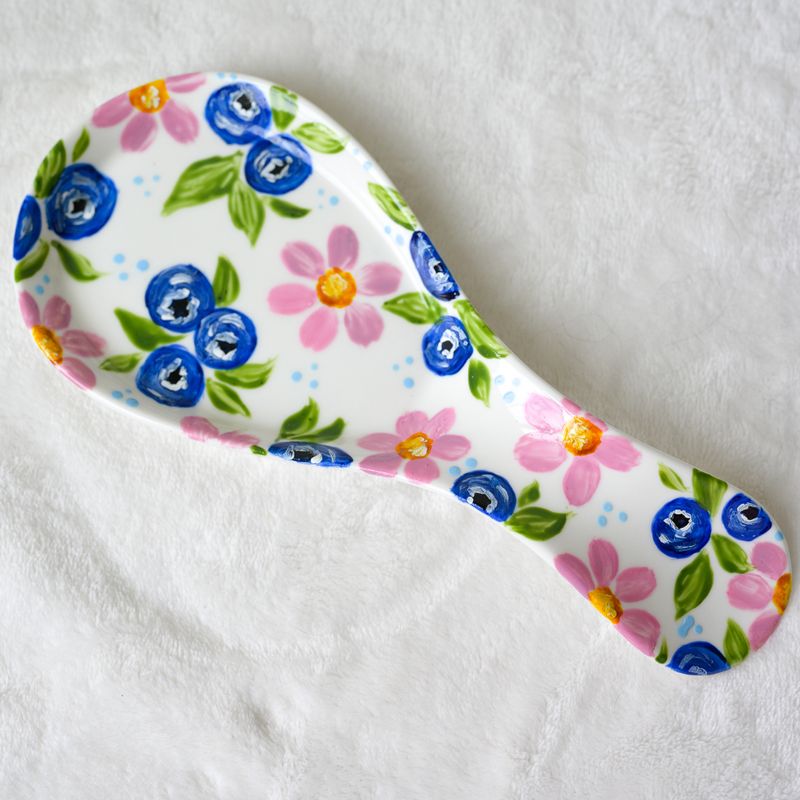 Porcelain Spoon Rest - Blueberries