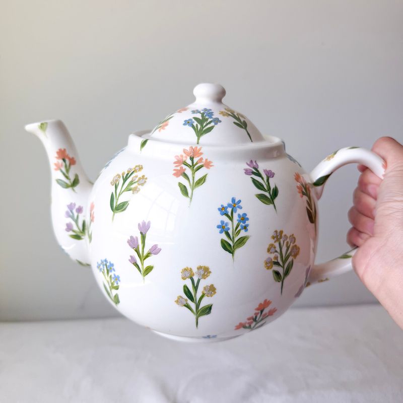 Cottage Core Floral Ceramic Teapot: One-of-a-Kind Thrift