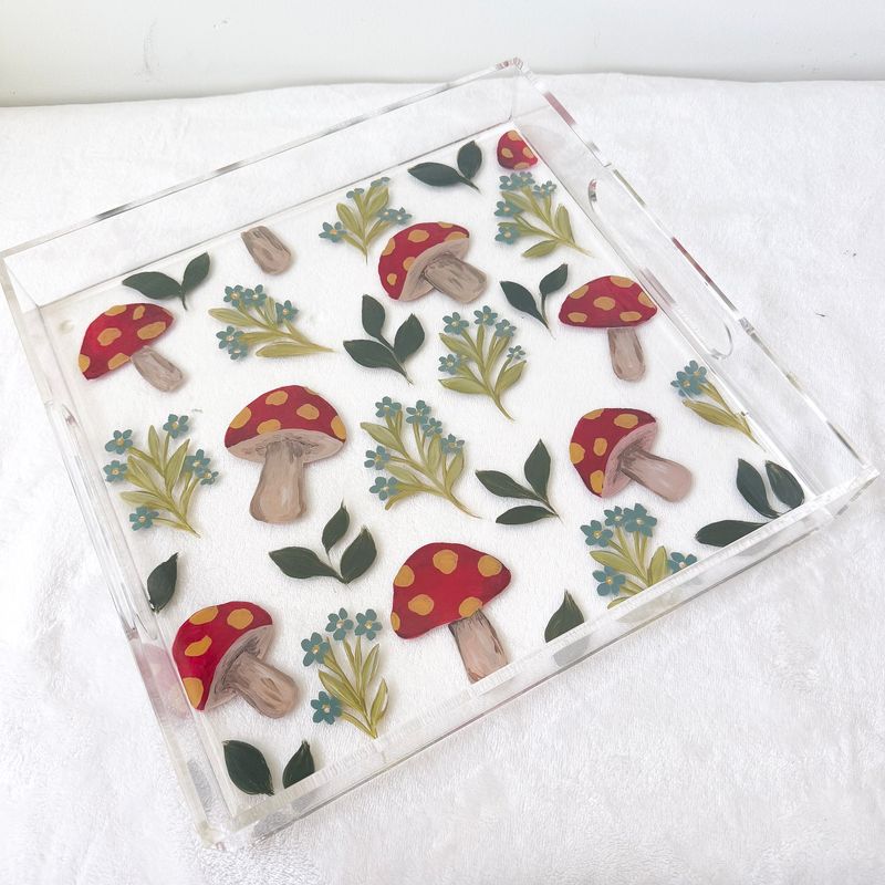 Cottage Core Mushroom 14" Acrylic Tray