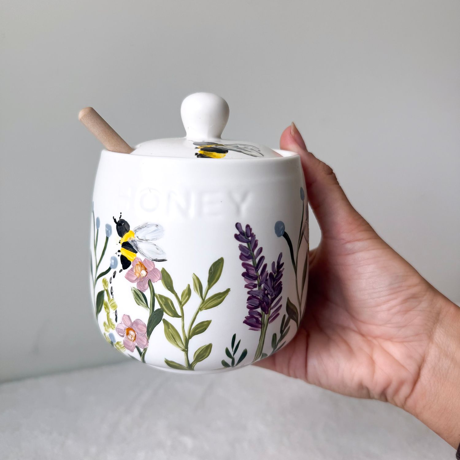 Small Ceramic Honey Jar - Wildflower Bees Small Ceramic Honey Jar - Wildflower Bees