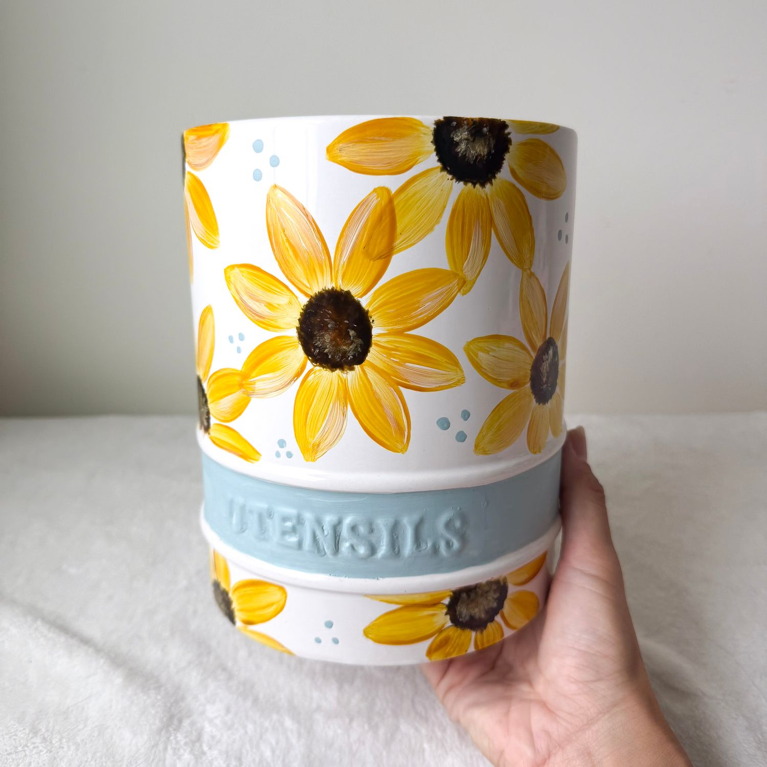 Extra Large Sunflower Ceramic Utensil Holder Extra Large Sunflower Ceramic Utensil Holder