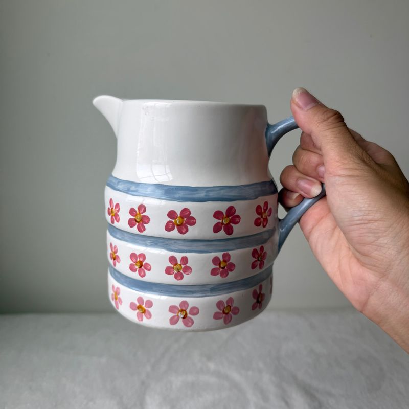 Pink Daisy Ceramic Pitcher or Planter Pink Daisy Ceramic Pitcher or Planter