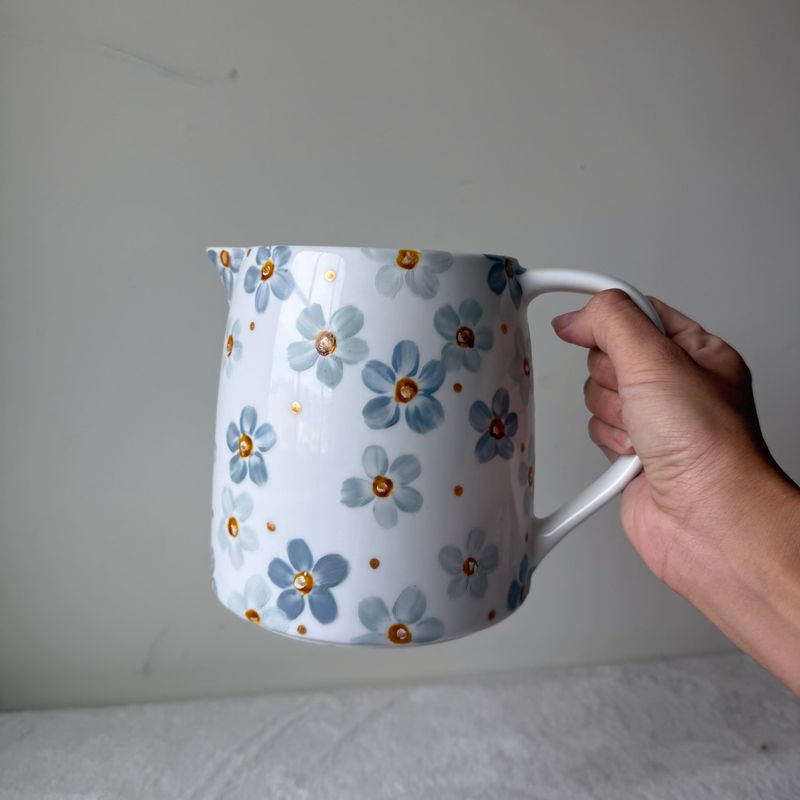 Blue Floral Ceramic Tea Pot or Planter Blue Floral Ceramic Tea Pot or Planter