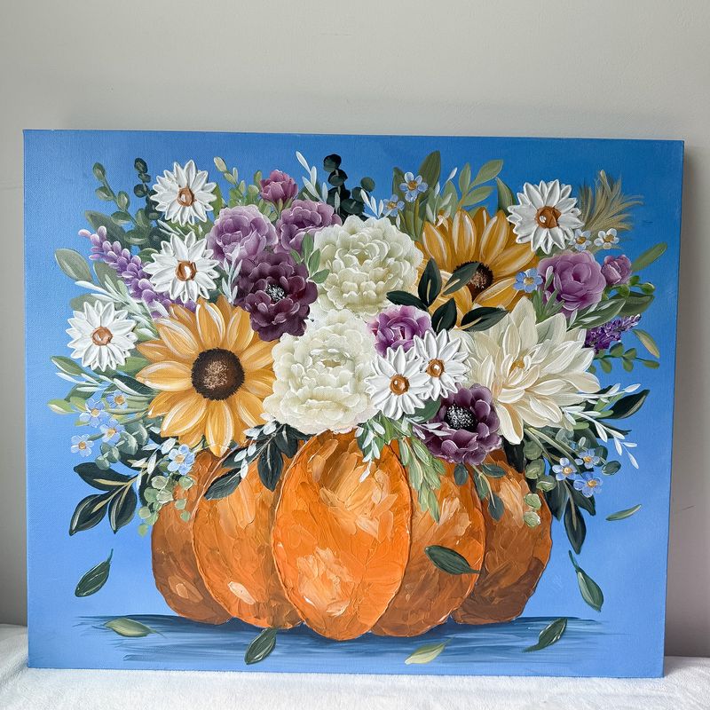 16x20" Textured Hand Painted Canvas - Pumpkin Vase 16x20" Textured Hand Painted Canvas - Pumpkin Vase