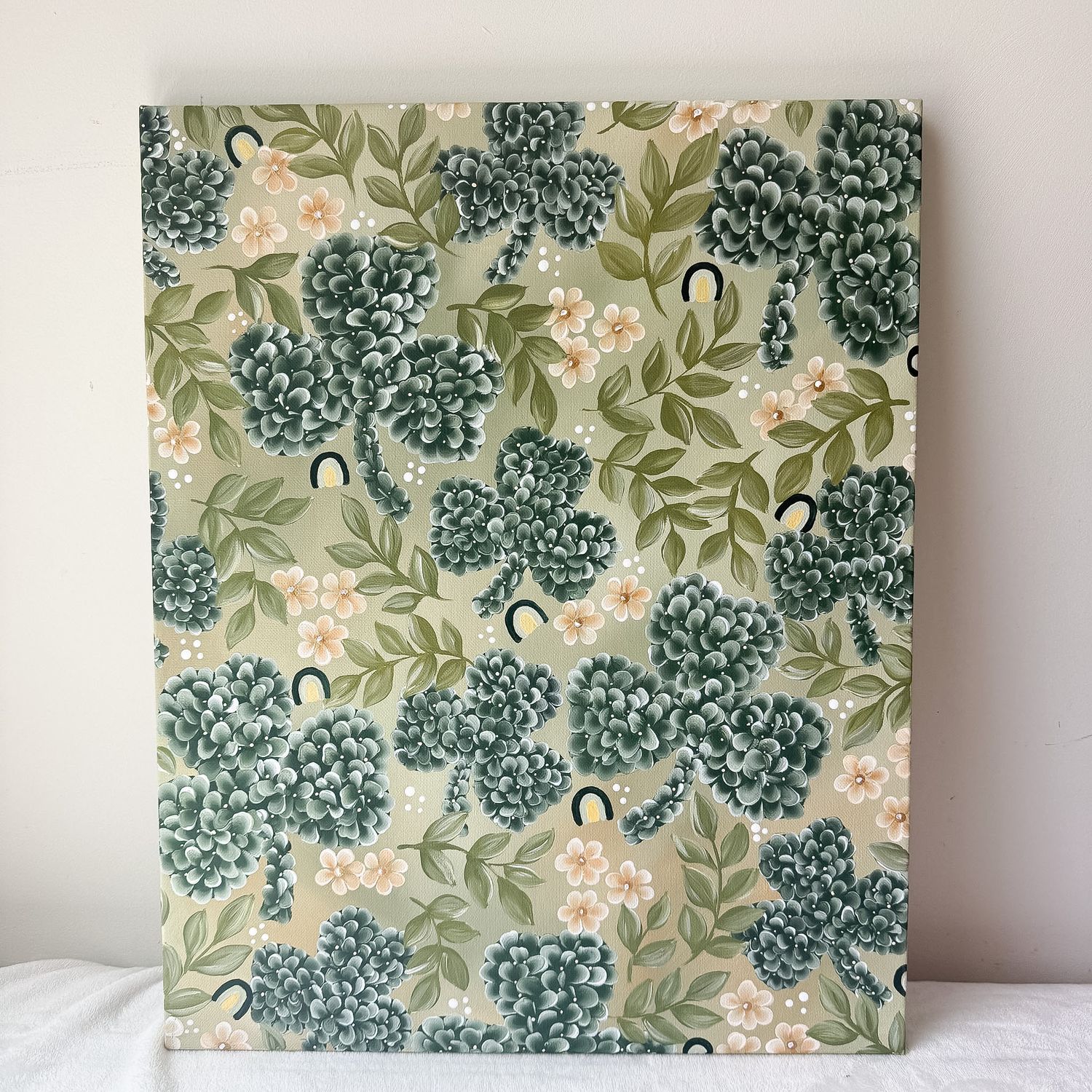 16x20" Hand Painted Canvas - Hydrangea 3 Leaf Clover 16x20" Hand Painted Canvas - Hydrangea 3 Leaf Clover