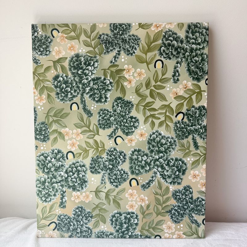 16x20" Hand Painted Canvas - Hydrangea 3 Leaf Clover 16x20" Hand Painted Canvas - Hydrangea 3 Leaf Clover