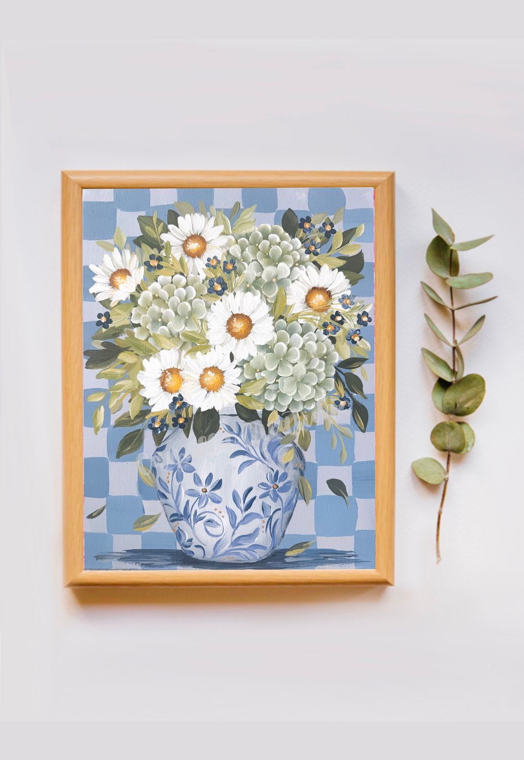 #133 Blue Checkerboard Vase Print #133 Blue Checkerboard Vase Print