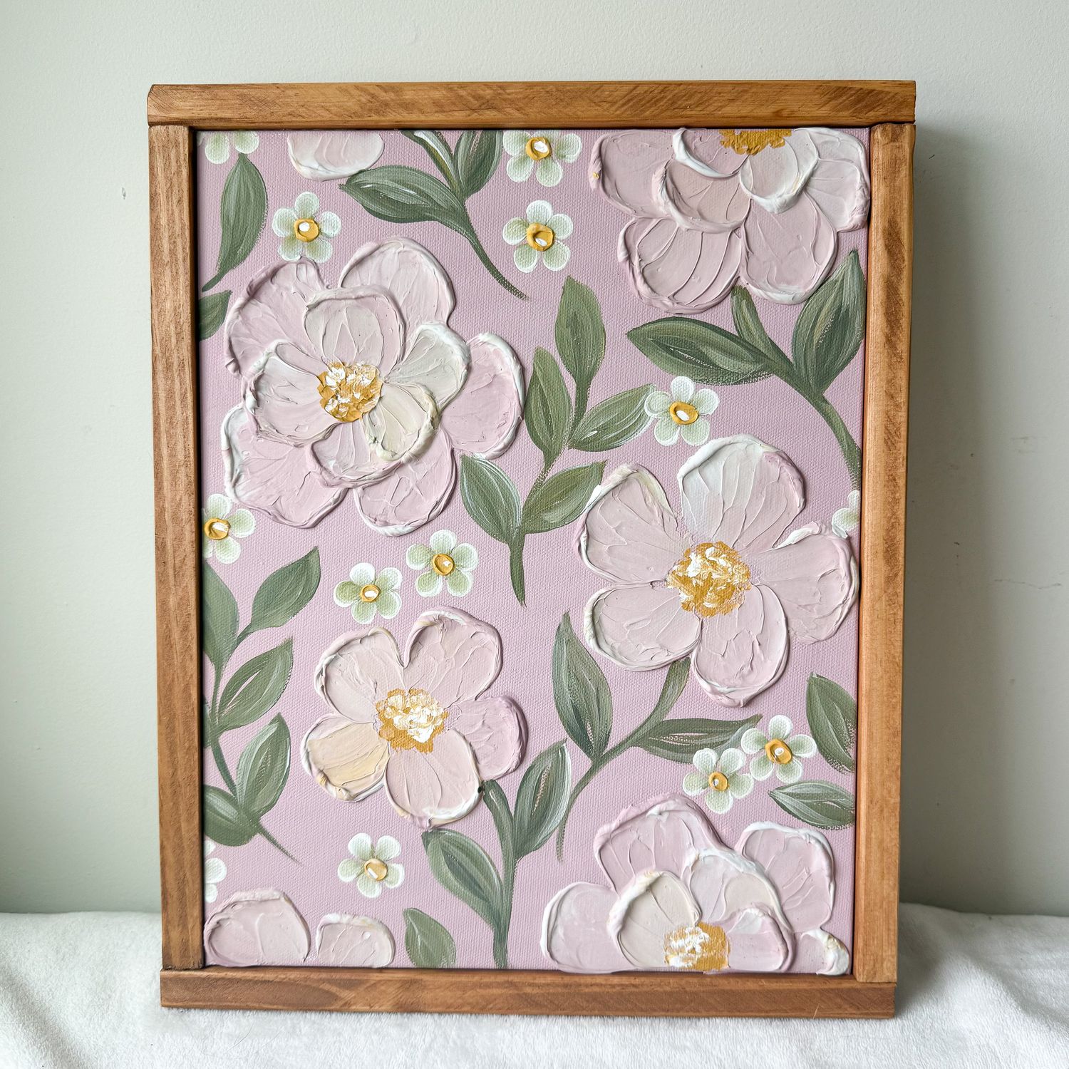 12.5" x 15.5" Textured Hanging Canvas - Pink Florals