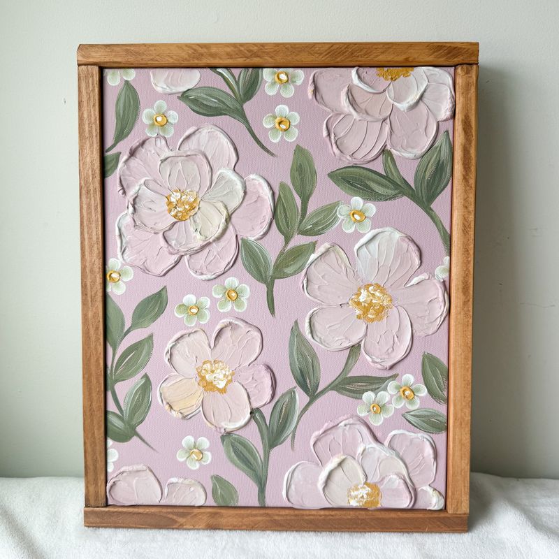 12.5" x 15.5" Textured Hanging Canvas - Pink Florals 12.5" x 15.5" Textured Hanging Canvas - Pink Florals