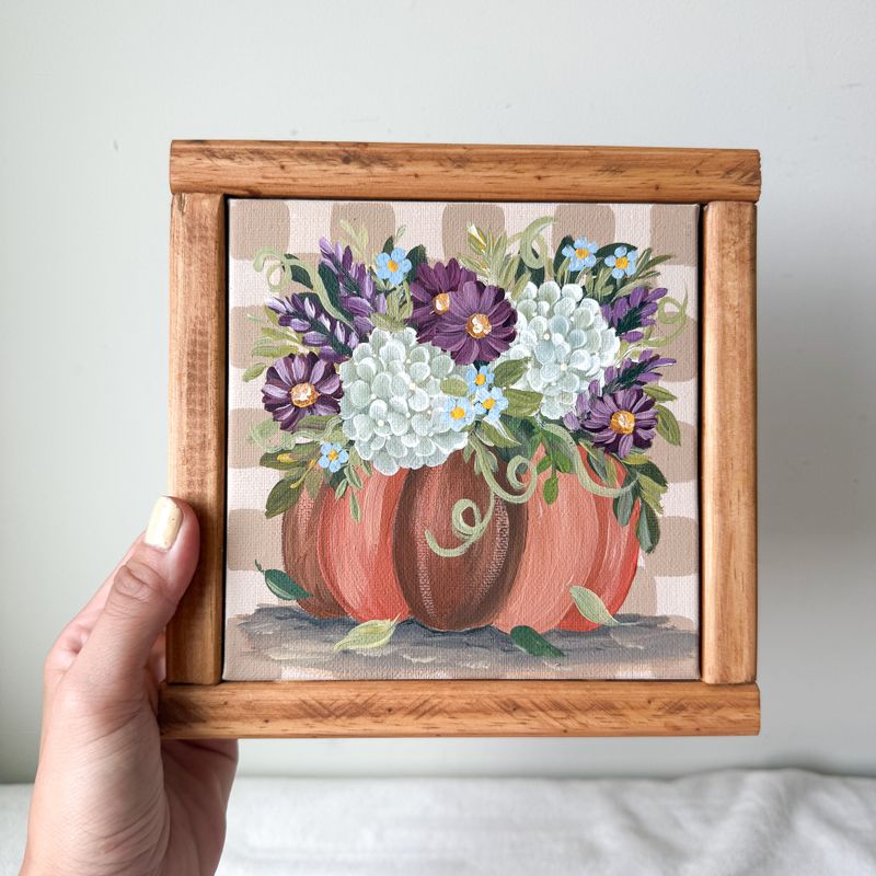 7.5" x 7.5" Framed Canvas - Pumpkin Vase 7.5" x 7.5" Framed Canvas - Pumpkin Vase