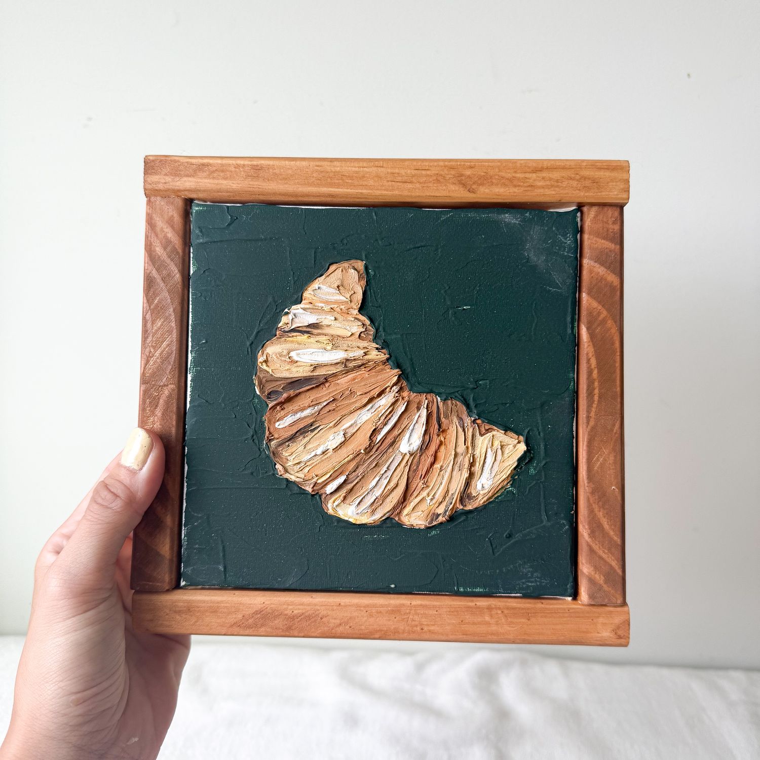 7.5" x 7.5" Framed Textured Canvas - Cozy Croissant