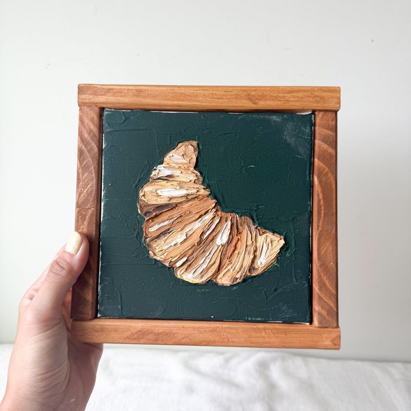 7.5" x 7.5" Framed Textured Canvas - Cozy Croissant 7.5" x 7.5" Framed Textured Canvas - Cozy Croissant