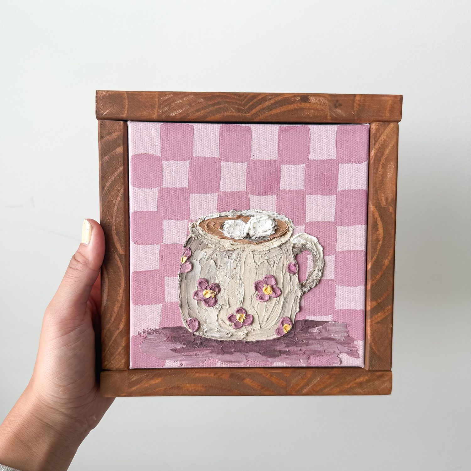 7.5" x 7.5" Framed Textured Canvas - Cozy Hot Cocoa