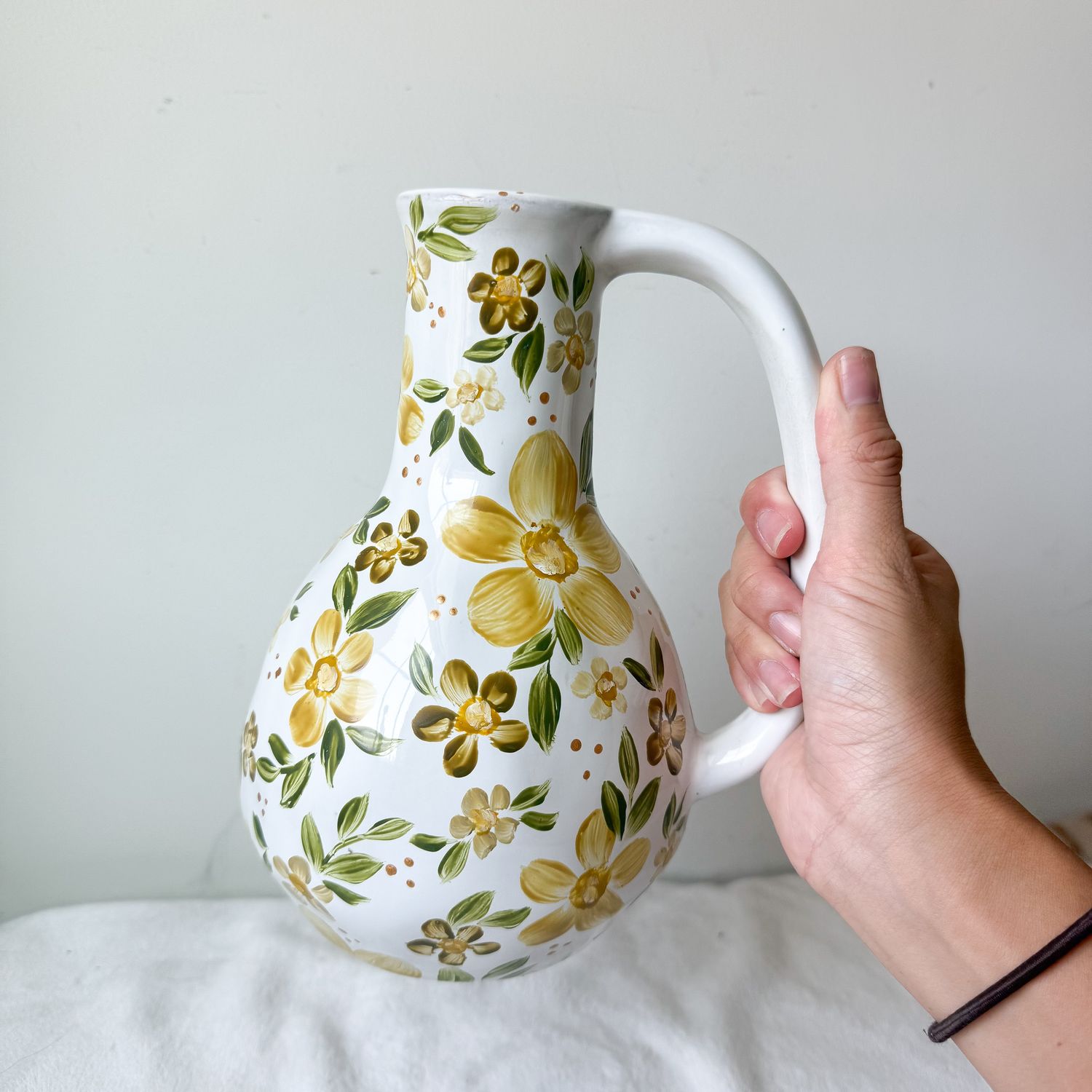 Thrifted Ceramic Vase - Yellow Florals Thrifted Ceramic Vase - Yellow Florals