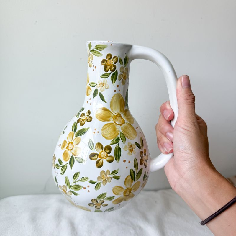 Thrifted Ceramic Vase - Yellow Florals Thrifted Ceramic Vase - Yellow Florals