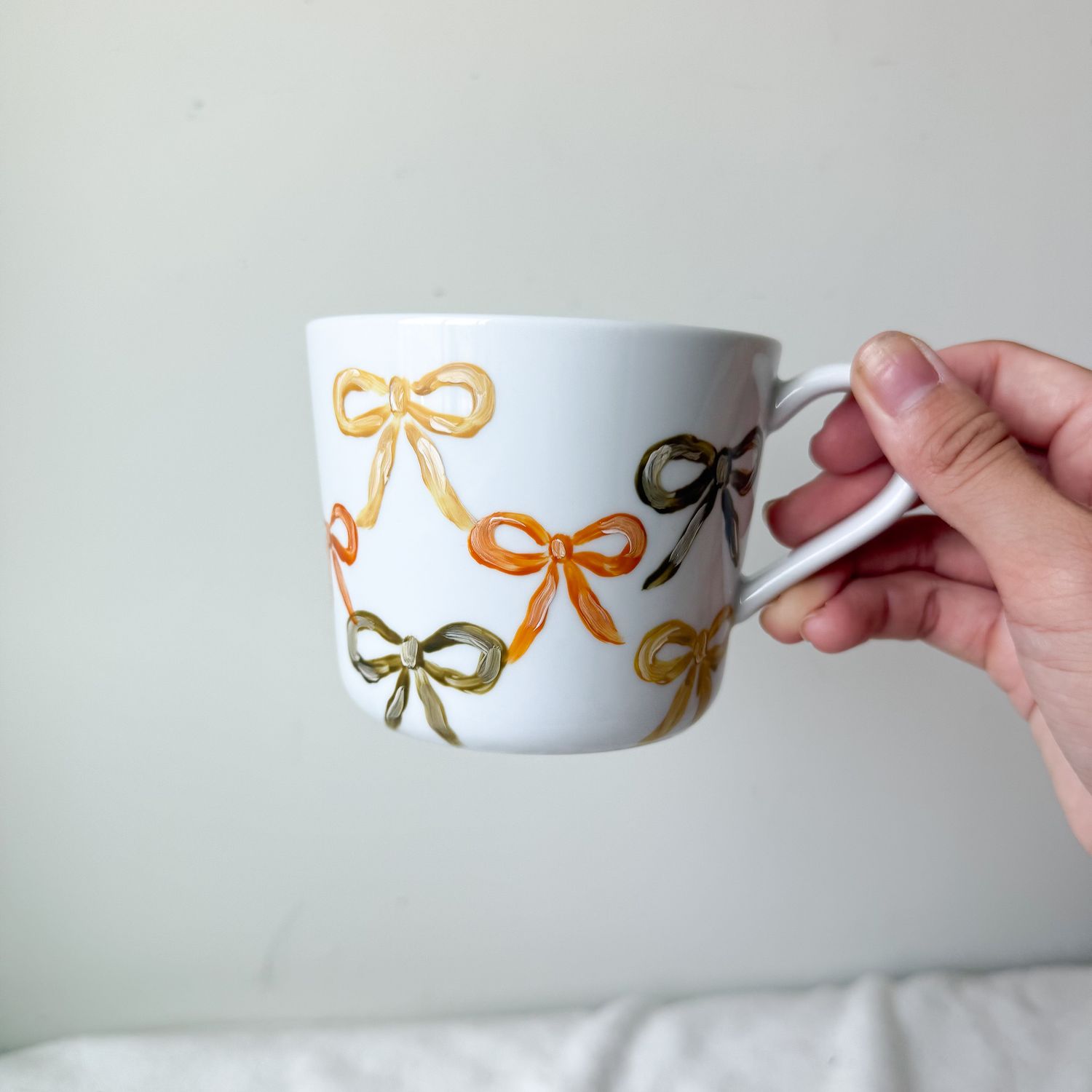 12 oz. Cream Ceramic Mug - Fall Bows 12 oz. Cream Ceramic Mug - Fall Bows