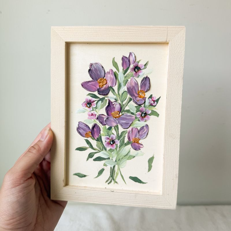 5.5" x 7.5" Textured Hanging Wood Sign *Thinner Frame* - Purple Florals 5.5" x 7.5" Textured Hanging Wood Sign *Thinner Frame* - Purple Florals