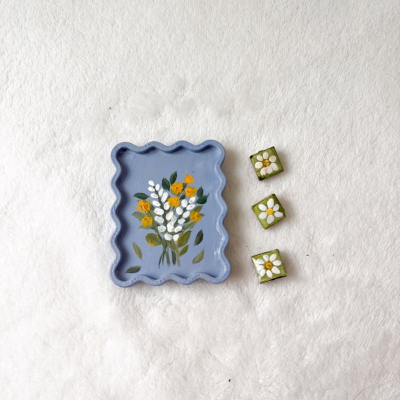Mini Framed Magnet Set - Periwinkle Florals Mini Framed Magnet Set - Periwinkle Florals