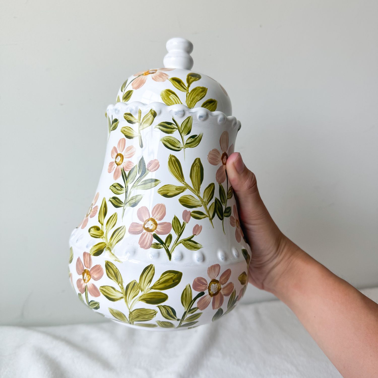 Thrifted Ceramic Jar/Vase - Pink Florals Thrifted Ceramic Jar/Vase - Pink Florals