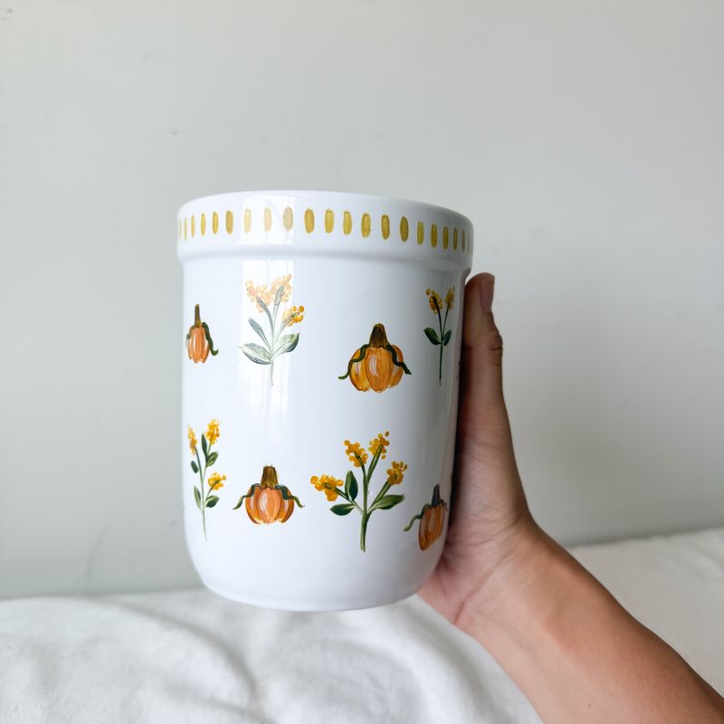 Thrifted Ceramic Utensil Holder/Planter - Floral Pumpkins Thrifted Ceramic Utensil Holder/Planter - Floral Pumpkins