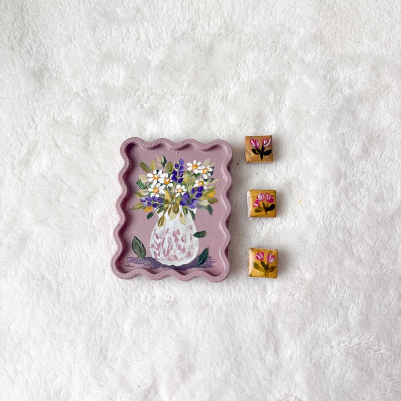 Mini Framed Magnet Set - Blush Pink Bouquet Vase Mini Framed Magnet Set - Blush Pink Bouquet Vase
