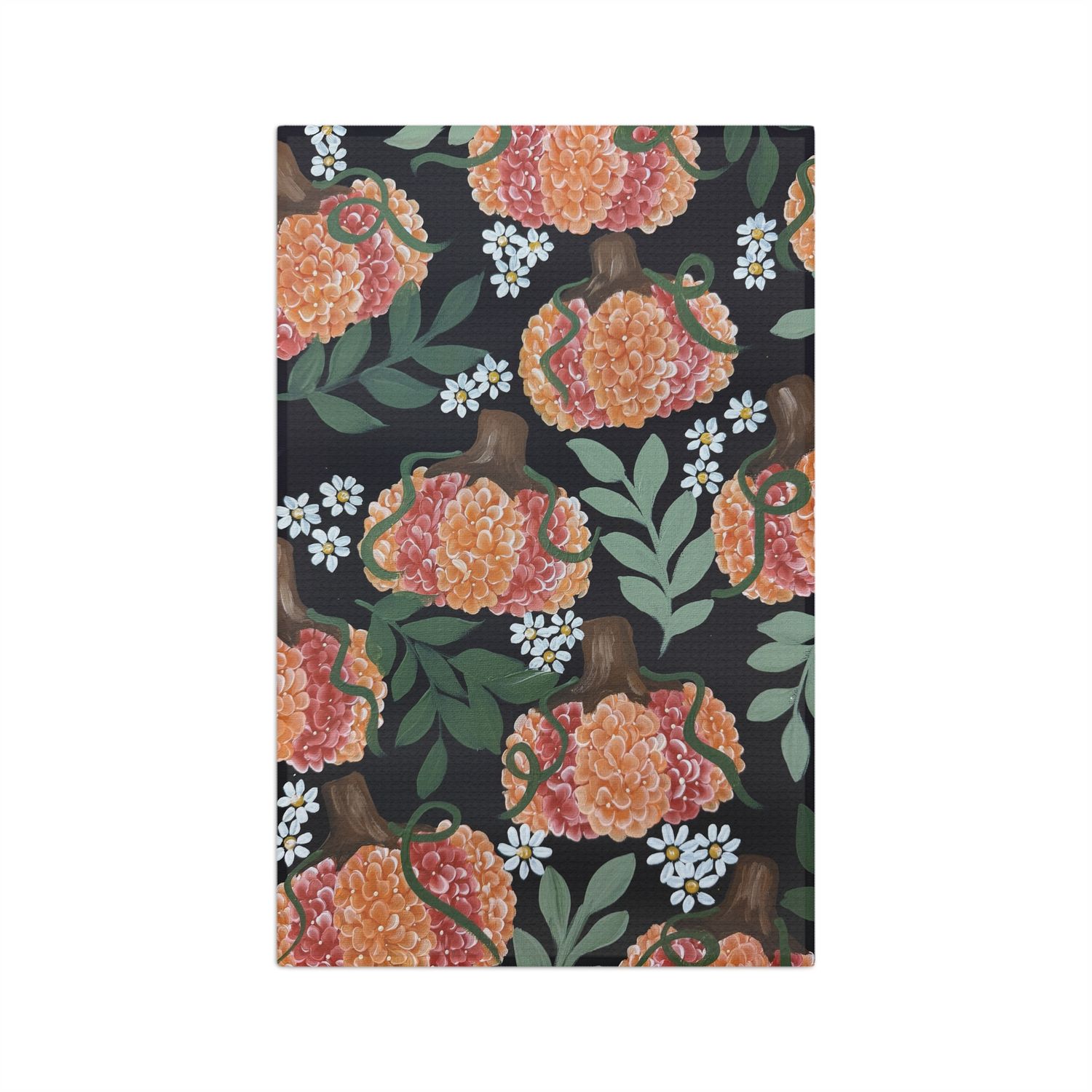 Hydrangea Pumpkin Kitchen Tea Towel
