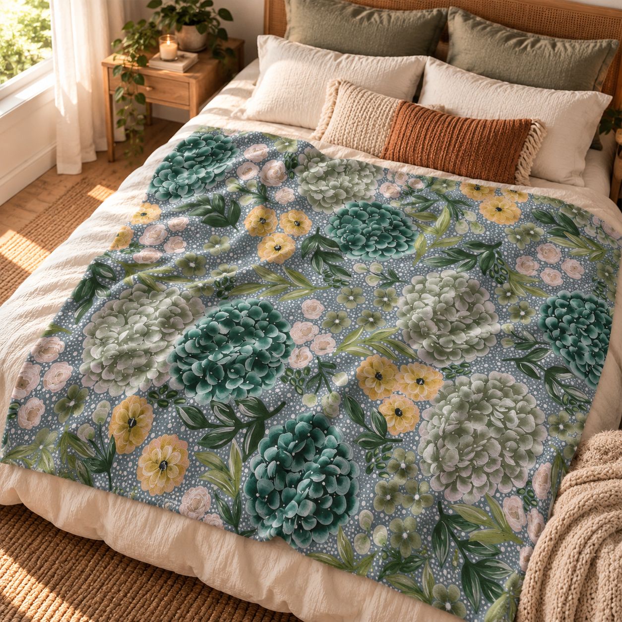 Signature Green Hydrangeas Sweatshirt Blanket