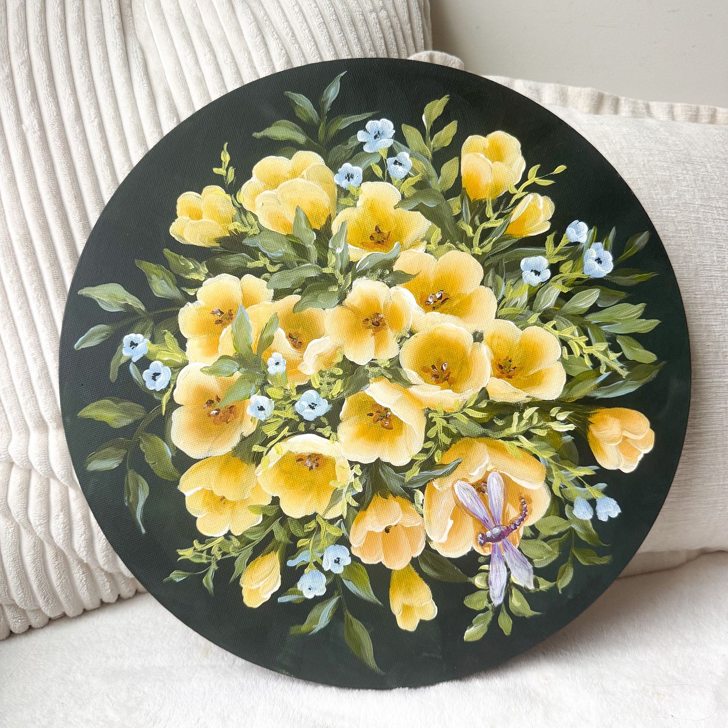 14" Round Canvas - Tulip Garden