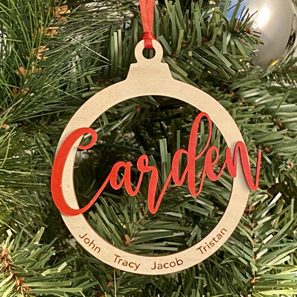 Holiday Ball Personalized Wood Ornament