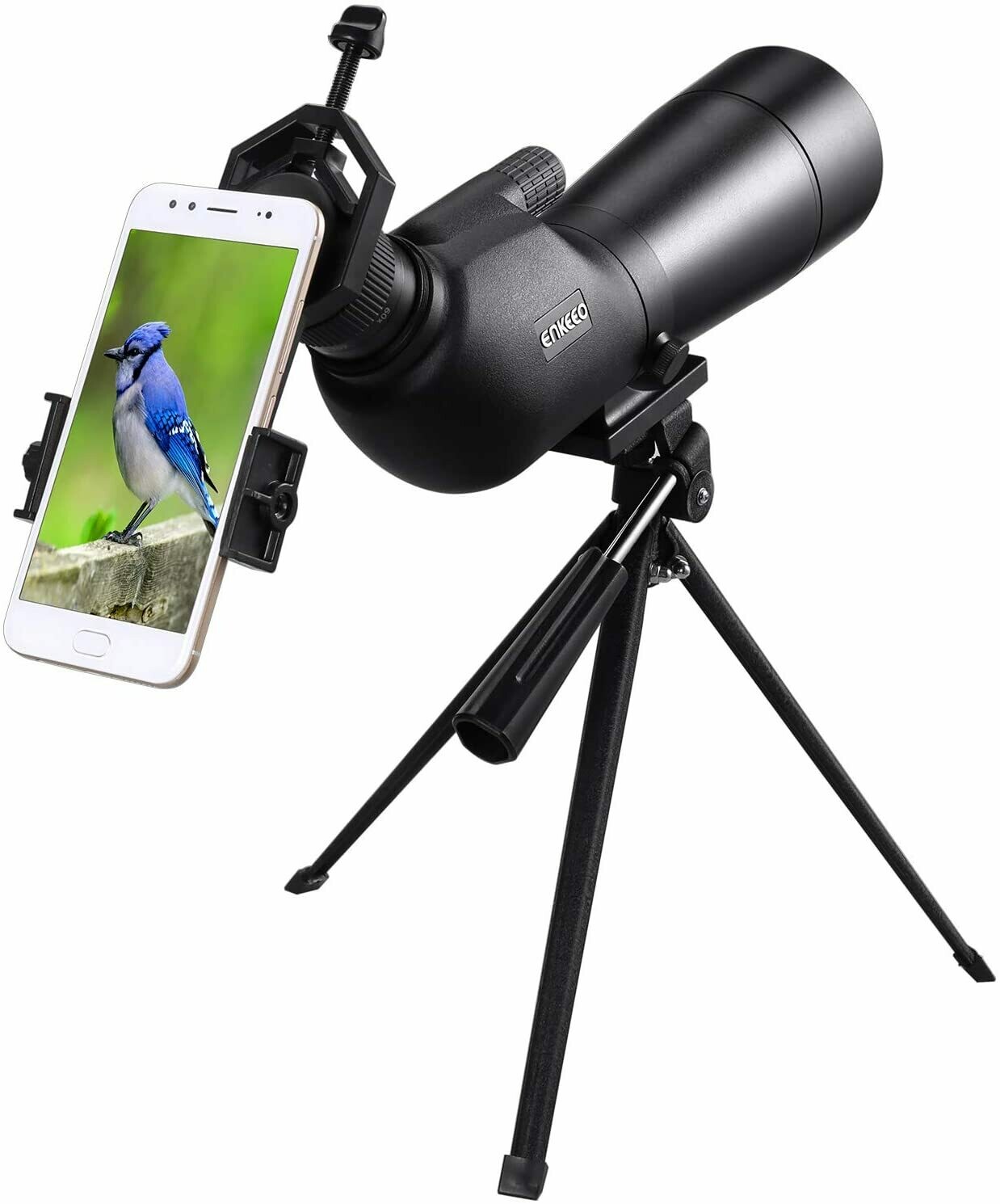 Enkeeo 20-60x60AE - Telescopio monoculare con treppiede angolato impermeabile, prisma BAK-4 per osservazione all'aperto