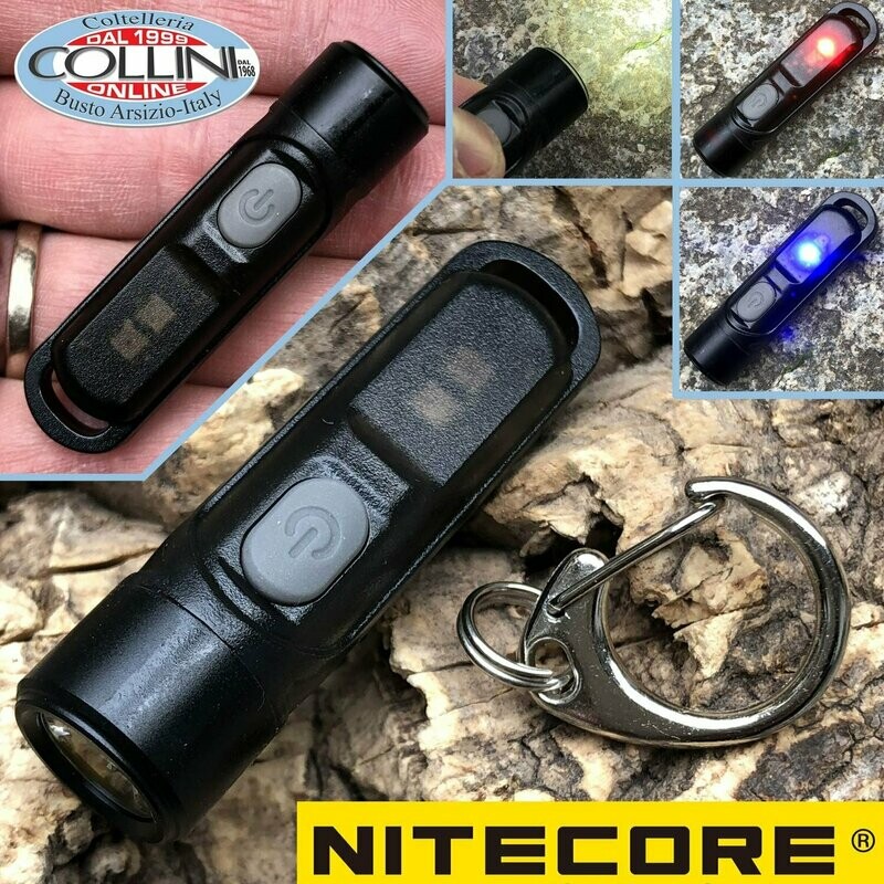 Nitecore - TIKI LE - Portachiavi Ricaricabile USB + Rosso/Blu - 300 lumens e 71 metri - Torcia Led COLORE NERO