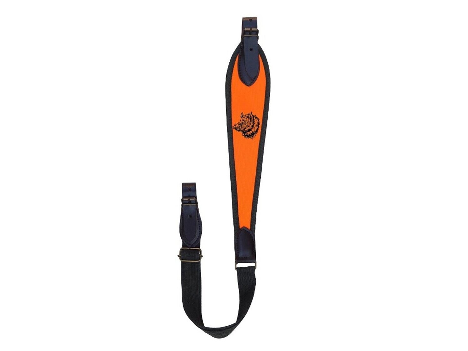 6203002 – BRETELLA/TRACOLLA ARANCIO FLUO PER CARABINA CON ANTISCIVOLO E RICAMO CINGHIALE
