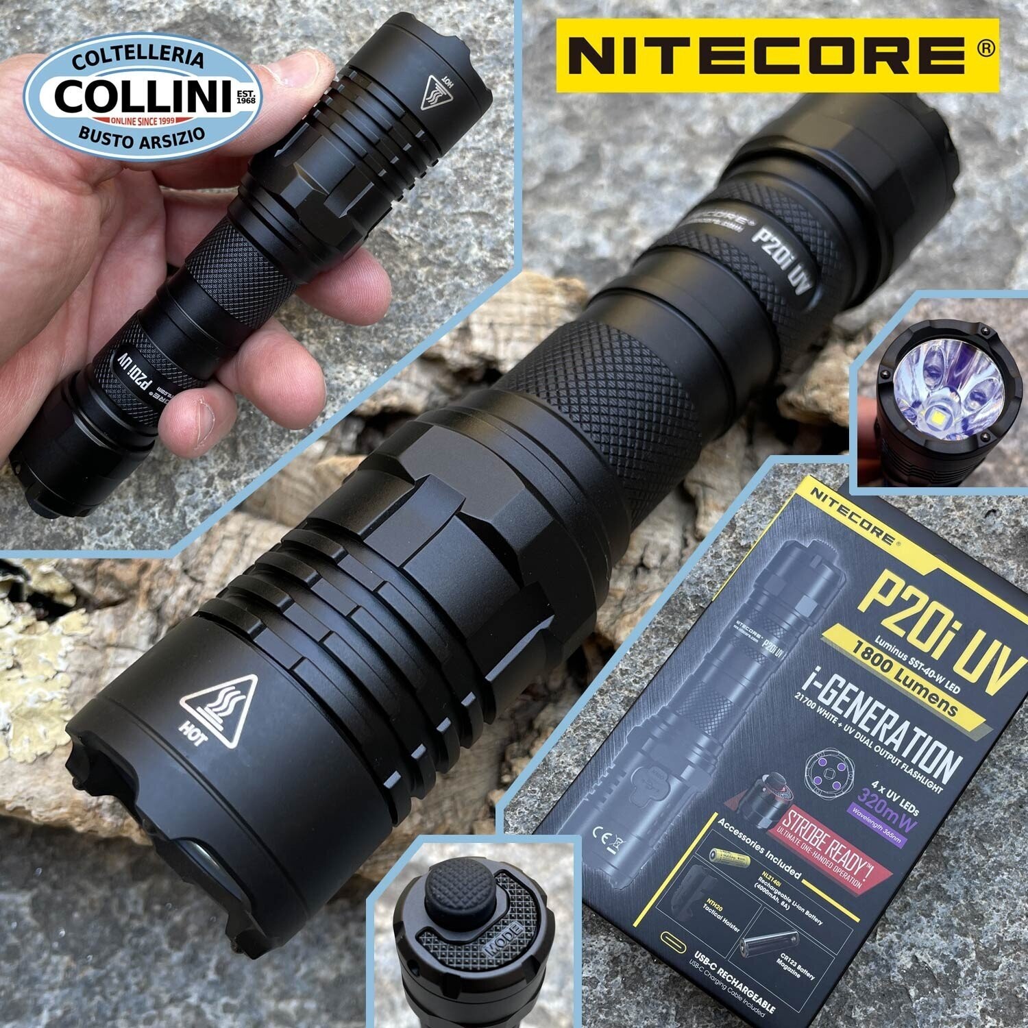 Nitecore - P20i UV Torcia Tattica Ricaricabile Ultravioletta USB-C - 1800 Lumens e 337 metri - torcia