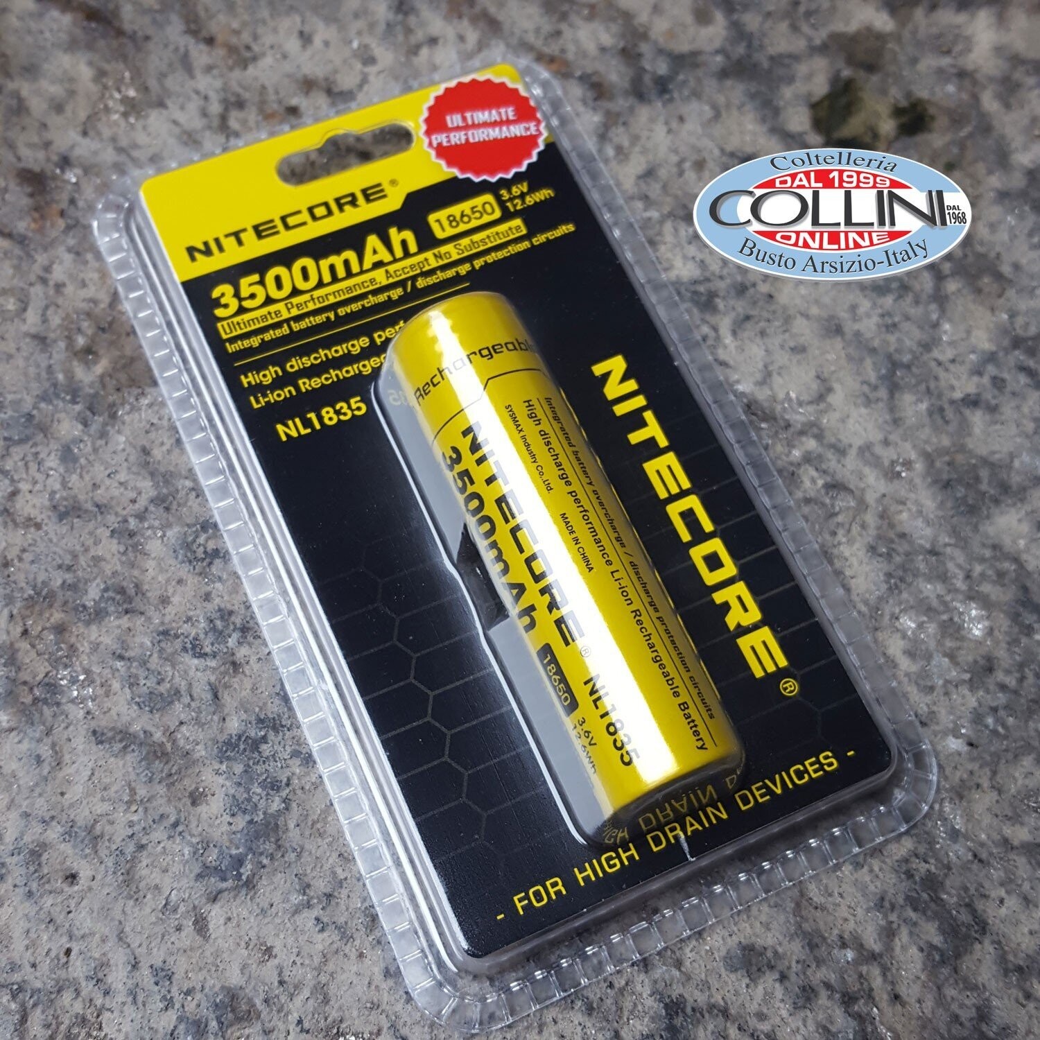 Nitecore - NL1835 - Batteria ricaricabile con JACK ESTERNO protetta Li-Ion 18650 3.6V - 2600mAh - 12.6Wh