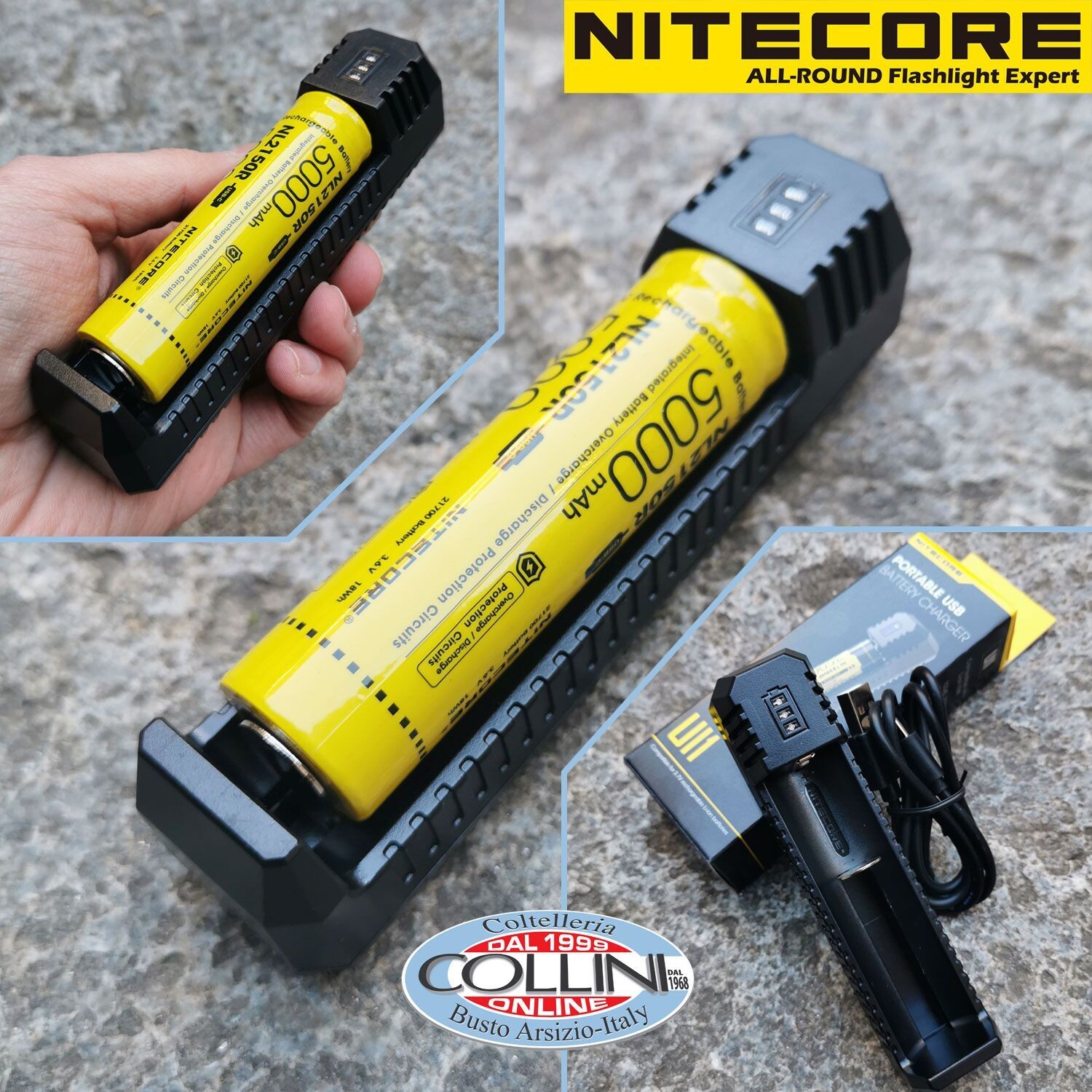 Nitecore - UI1 - Caricabatterie Universale - per Li-ion e IMR 18650, 21700, 14500 e RCR123