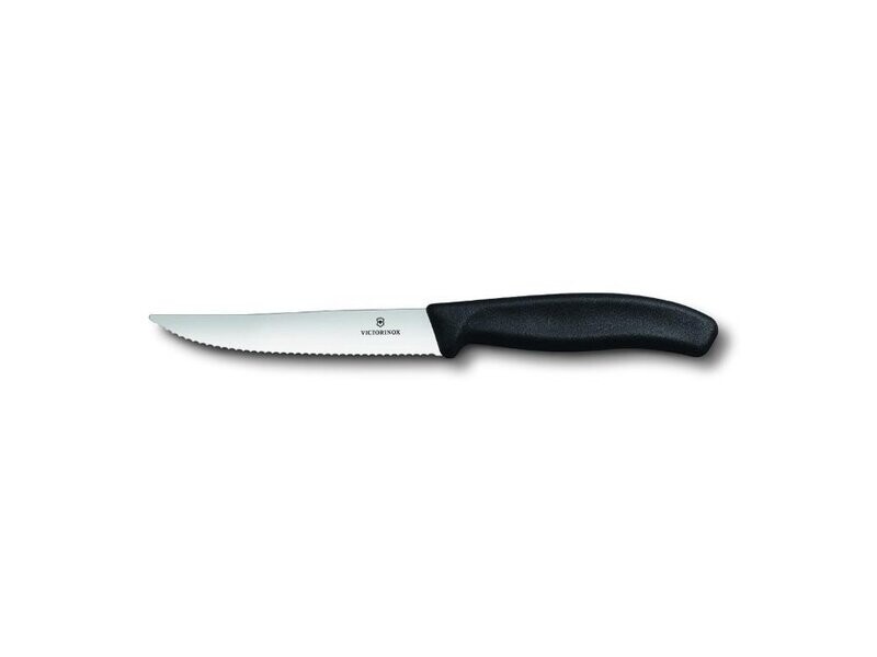 COLTELLO BISTECCA VICTORINOX  MANICO NERO 12 CM SEGHETTATA