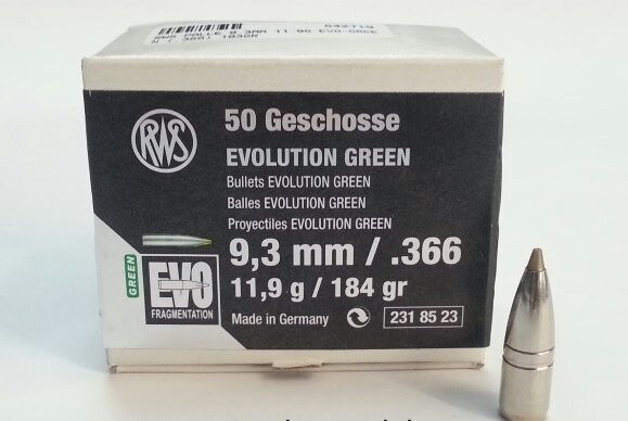 RWS PALLE EVO GREEN CAL 9,3 GR 184  DIA 366 PZ 50