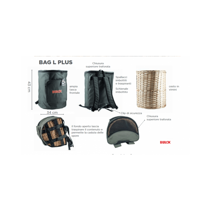 ZAINO PORTAFUNGHI MUSHROOM BAG BULOX 30X23X30