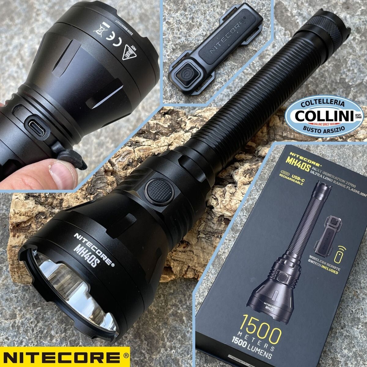 Nitecore - MH40S Torcia Ricaricabile USB-C + Comando Remoto Wireless - 1500 Lumens e 1500 metri - torcia